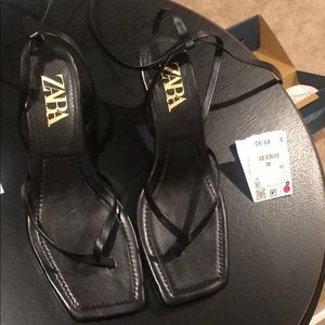 Zara leather square too strappy sandal